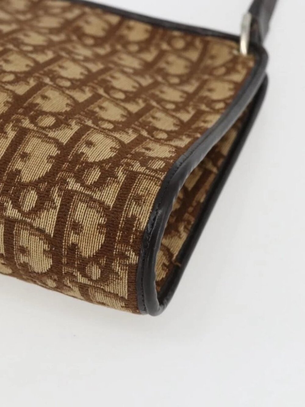 Christian Dior Trotter Canvas Shoulder Bag Beige Gold Auth - Picture 12 of 16